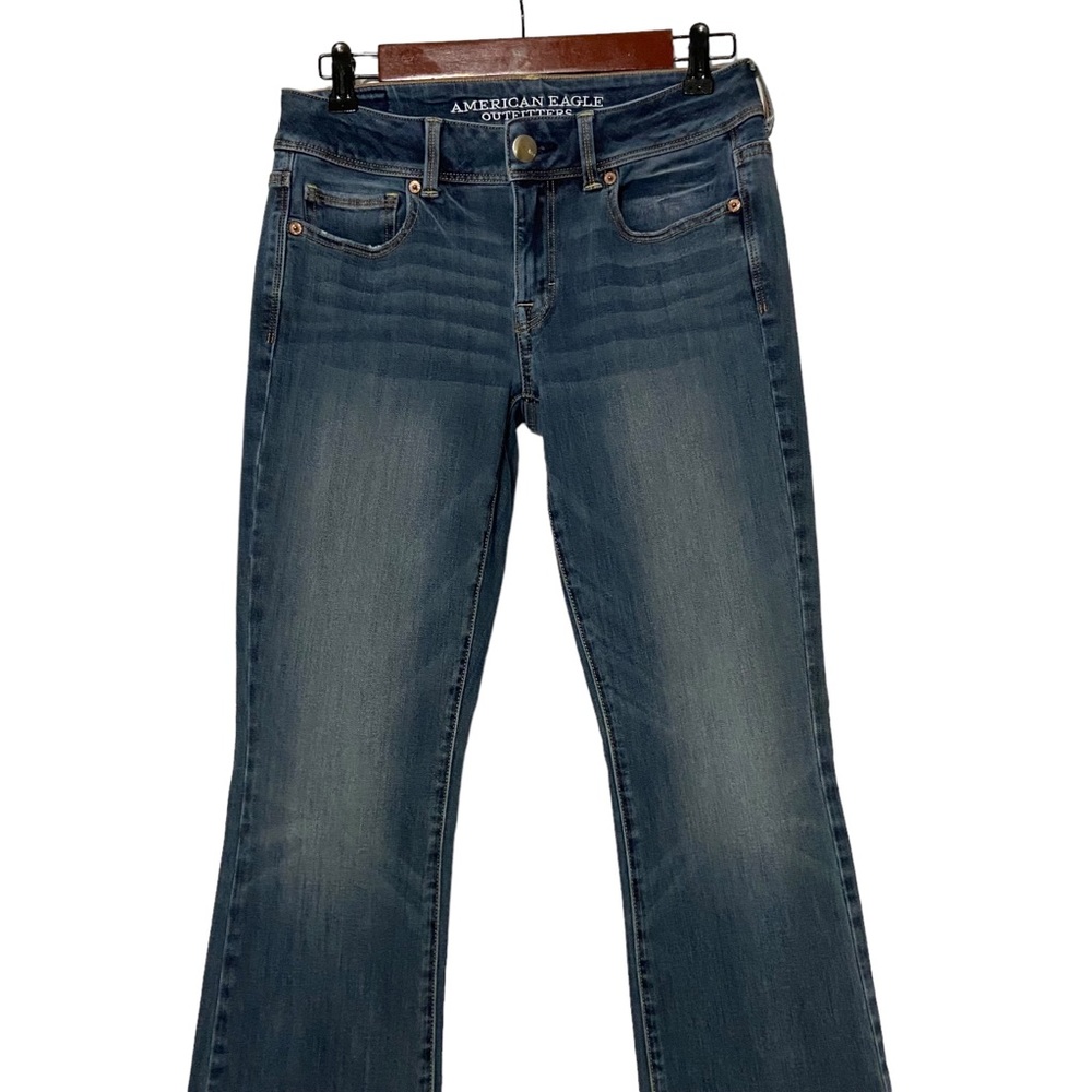American Eagle Kick Boot Super Stretch Jeans Blue - Picture 2 of 16